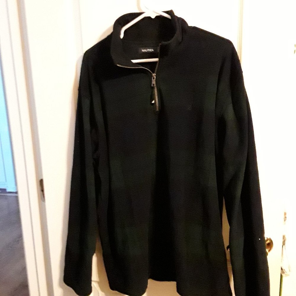 Nautica Men's 1/4 zip Navy Blue velour jacket